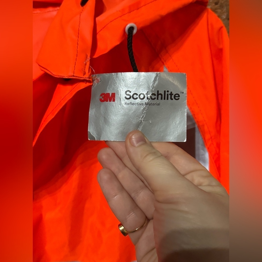 High-Visibility 3M Orange Jacket with Reflective Stripes Class 3 Size Medium - Picture 4 of 6